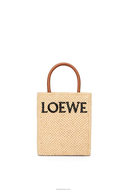 natural/negro bolso tote estándar a5 en rafia Loewe R8J8Z74 mujer
