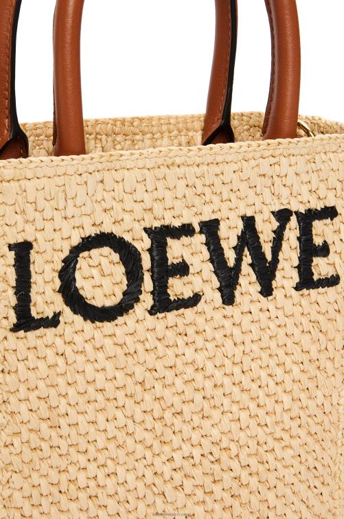 natural/negro bolso tote estándar a5 en rafia Loewe R8J8Z74 mujer