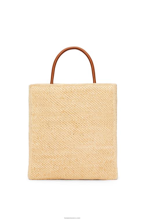 natural/negro tote bag estándar a4 en rafia Loewe R8J8Z75 mujer