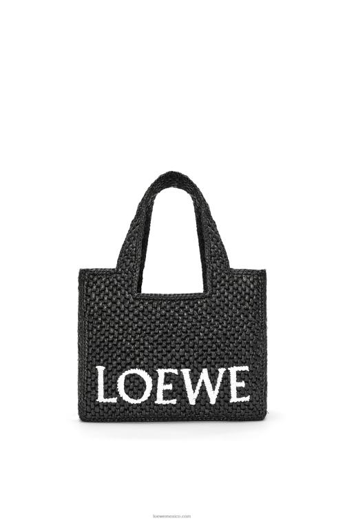 negro bolso tote con letra pequeña en rafia Loewe R8J8Z53 mujer