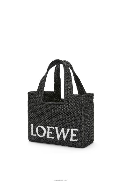 negro bolso tote con letra pequeña en rafia Loewe R8J8Z53 mujer