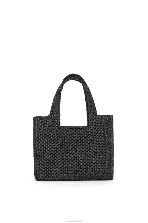 negro bolso tote con letra pequeña en rafia Loewe R8J8Z53 mujer