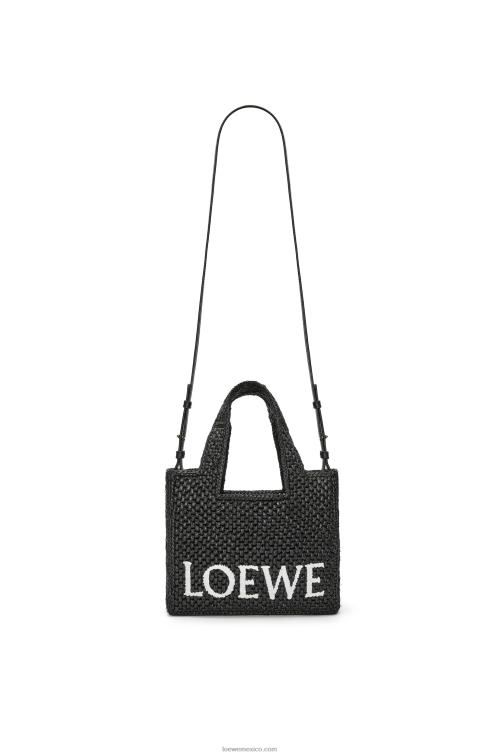 negro bolso tote con letra pequeña en rafia Loewe R8J8Z53 mujer