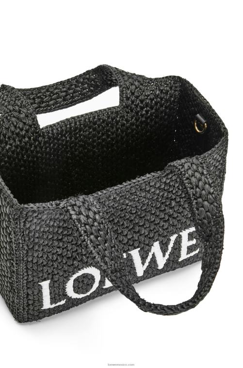 negro bolso tote con letra pequeña en rafia Loewe R8J8Z53 mujer