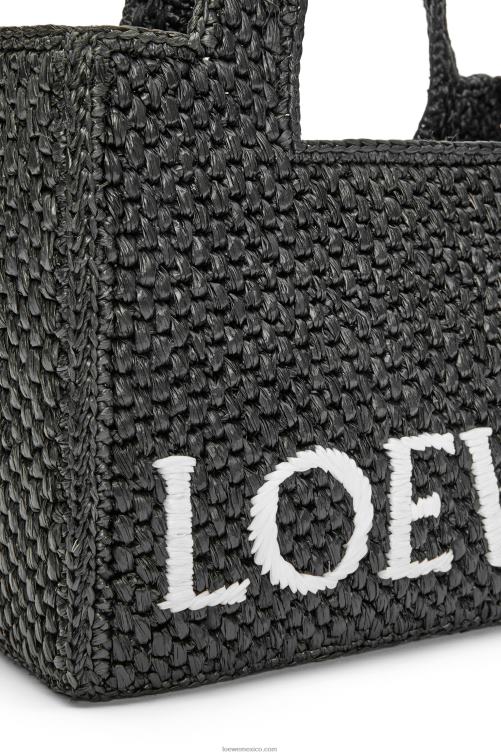 negro bolso tote con letra pequeña en rafia Loewe R8J8Z53 mujer
