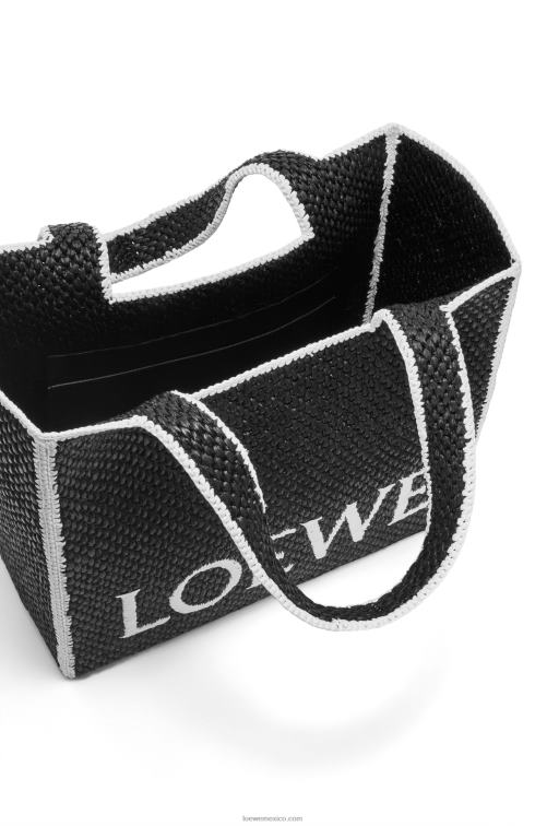 negro bolso tote de rafia con letra grande Loewe R8J8Z11 mujer