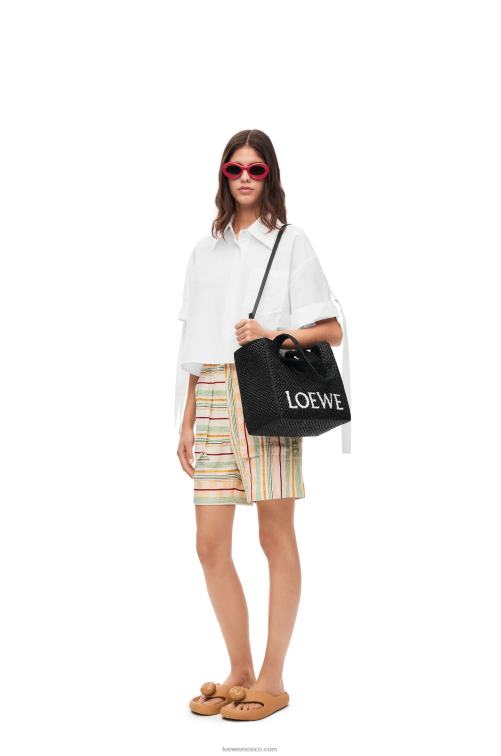 negro bolso tote font mediano en rafia Loewe R8J8Z12 mujer