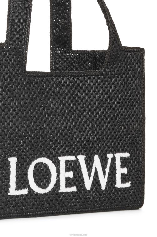 negro bolso tote font mediano en rafia Loewe R8J8Z12 mujer