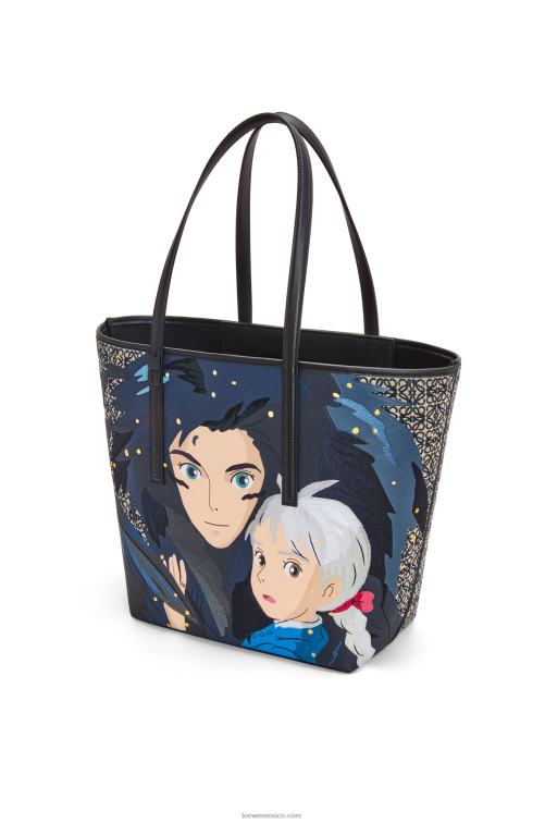 negro bolso tote howl t de jacquard con anagrama y piel de becerro Loewe R8J8Z188 mujer