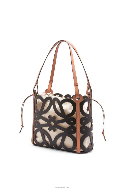 negro bolso tote pequeño con anagrama recortado de piel de becerro Loewe R8J8Z126 mujer