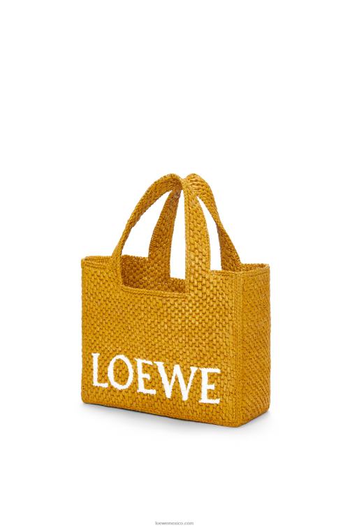 ocre bolso tote con letra pequeña en rafia Loewe R8J8Z52 mujer