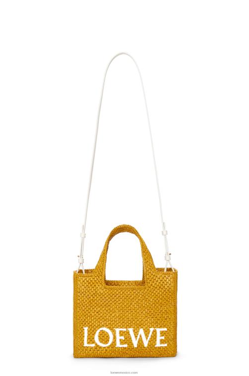 ocre bolso tote con letra pequeña en rafia Loewe R8J8Z52 mujer