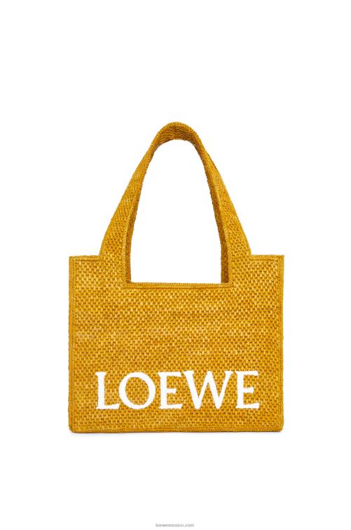 ocre bolso tote font mediano en rafia Loewe R8J8Z13 mujer
