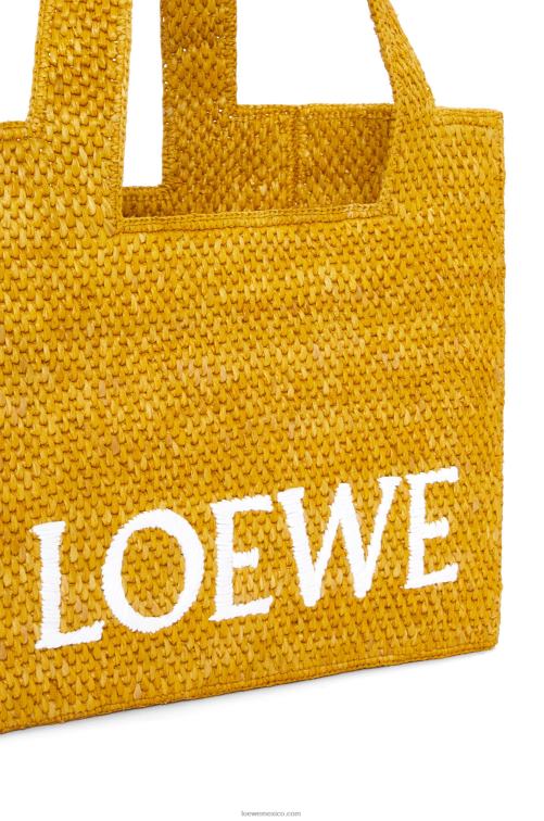 ocre bolso tote font mediano en rafia Loewe R8J8Z13 mujer