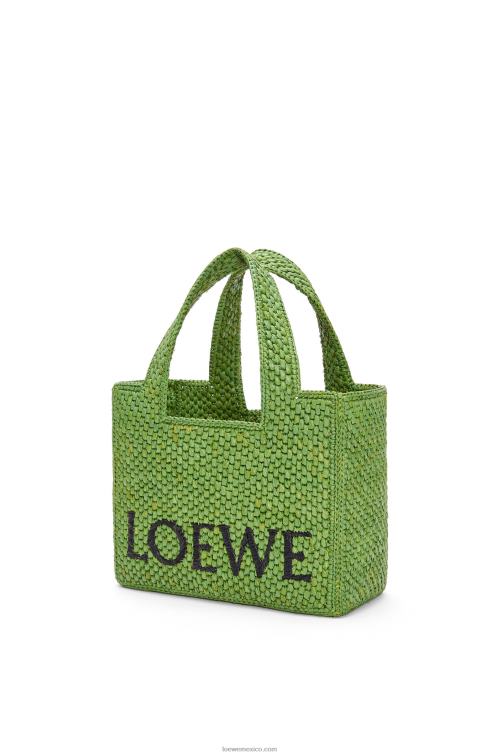verde bolso tote con letra pequeña en rafia Loewe R8J8Z108 mujer