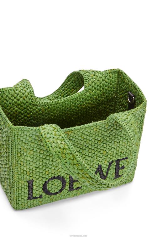 verde bolso tote con letra pequeña en rafia Loewe R8J8Z108 mujer