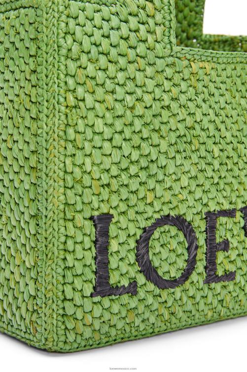 verde bolso tote con letra pequeña en rafia Loewe R8J8Z108 mujer