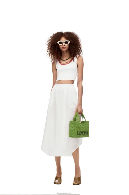 verde bolso tote con letra pequeña en rafia Loewe R8J8Z108 mujer