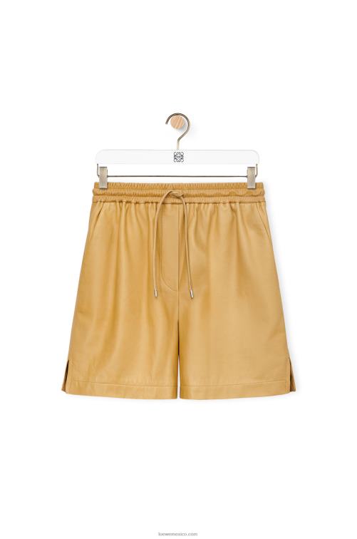 arena/mantequilla shorts elásticos en napa Loewe R8J8Z1114 mujer
