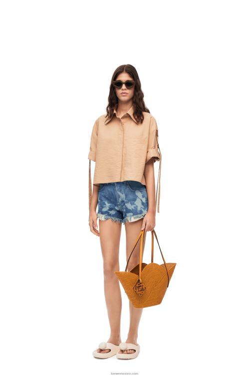 azul claro/blanco pantalones cortos de pescado en mezclilla Loewe R8J8Z1170 mujer