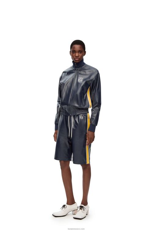 azul marino/amarillo shorts de chándal en napa Loewe R8J8Z1117 mujer