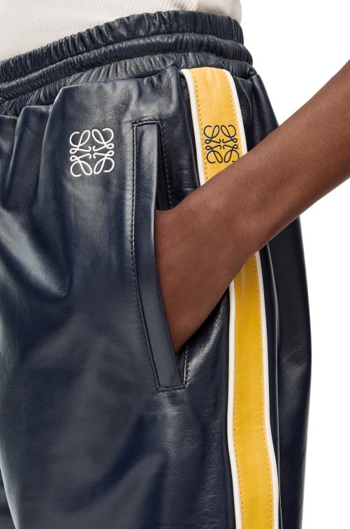 azul marino/amarillo shorts de chándal en napa Loewe R8J8Z1117 mujer