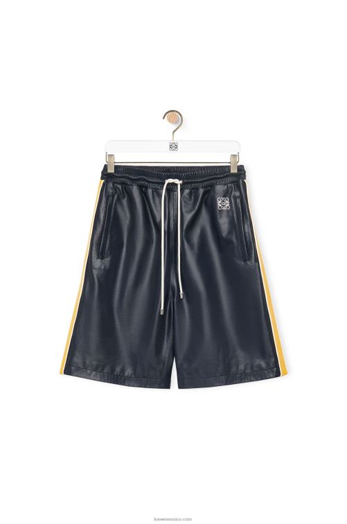 azul marino/amarillo shorts de chándal en napa Loewe R8J8Z1117 mujer
