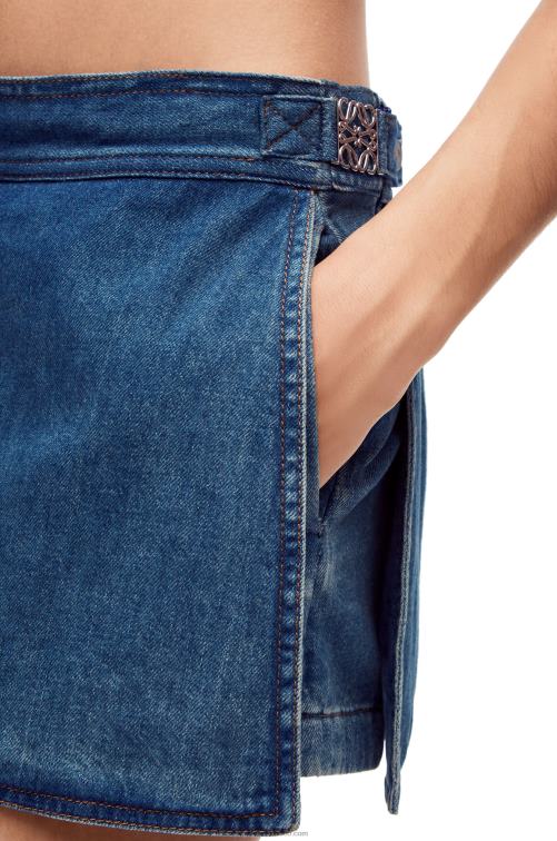 azul medio shorts vaqueros con anagrama Loewe R8J8Z1168 mujer