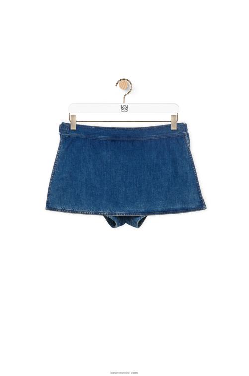 azul medio shorts vaqueros con anagrama Loewe R8J8Z1168 mujer