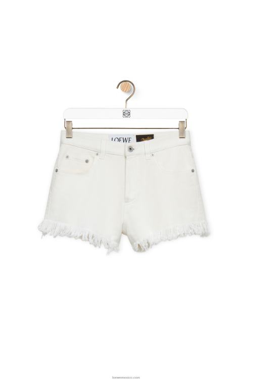 blanco shorts vaqueros con anagrama Loewe R8J8Z1171 mujer