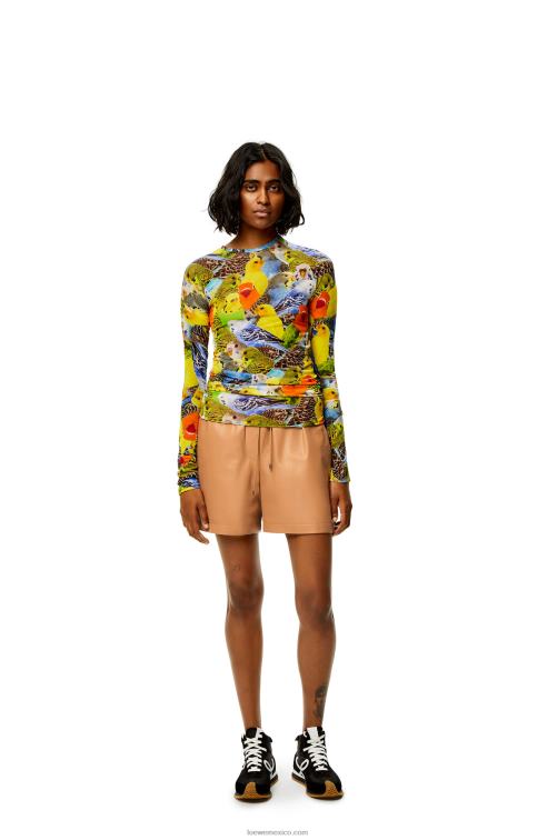 caramelo shorts de napa de cordero Loewe R8J8Z1123 mujer
