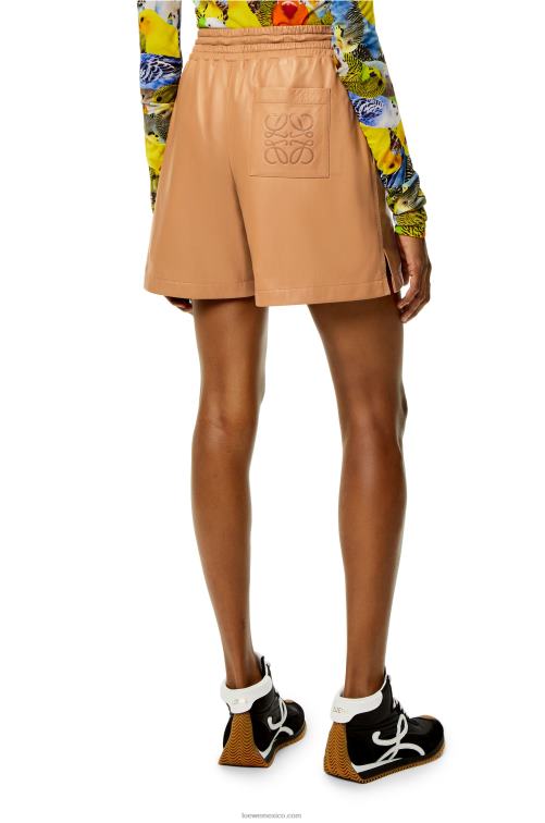caramelo shorts de napa de cordero Loewe R8J8Z1123 mujer
