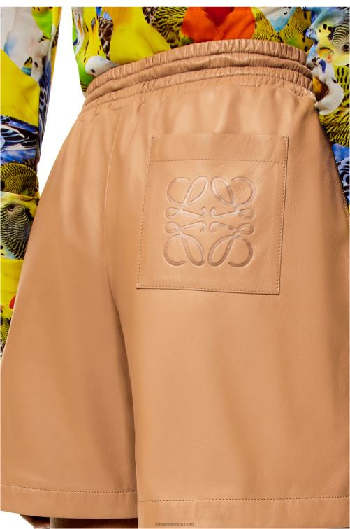 caramelo shorts de napa de cordero Loewe R8J8Z1123 mujer