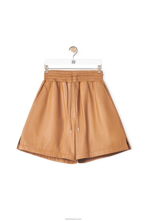 caramelo shorts de napa de cordero Loewe R8J8Z1123 mujer