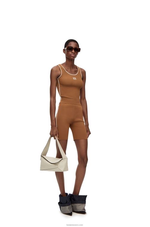marrón shorts de ciclista en mezcla de viscosa Loewe R8J8Z973 mujer