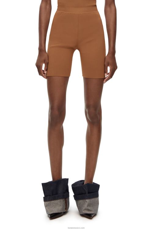 marrón shorts de ciclista en mezcla de viscosa Loewe R8J8Z973 mujer