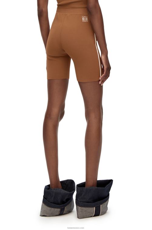 marrón shorts de ciclista en mezcla de viscosa Loewe R8J8Z973 mujer