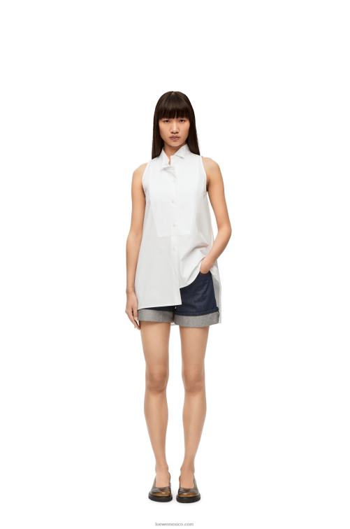 mezclilla cruda shorts vaqueros con vuelta Loewe R8J8Z1165 mujer