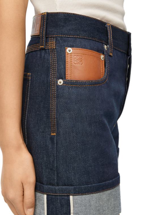 mezclilla cruda shorts vaqueros con vuelta Loewe R8J8Z1165 mujer