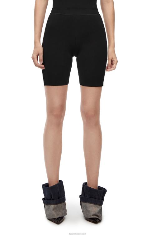 negro shorts de ciclista en mezcla de viscosa Loewe R8J8Z972 mujer