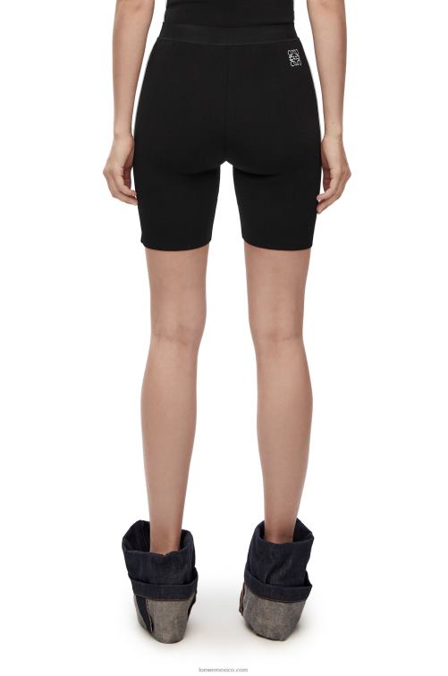 negro shorts de ciclista en mezcla de viscosa Loewe R8J8Z972 mujer
