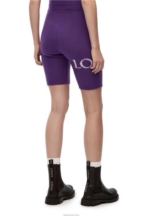 púrpura shorts de ciclismo en lana Loewe R8J8Z968 mujer