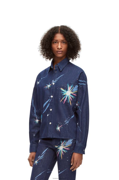 Azul marino sobrecamisa cielo mágico en denim Loewe R8J8Z945 mujer