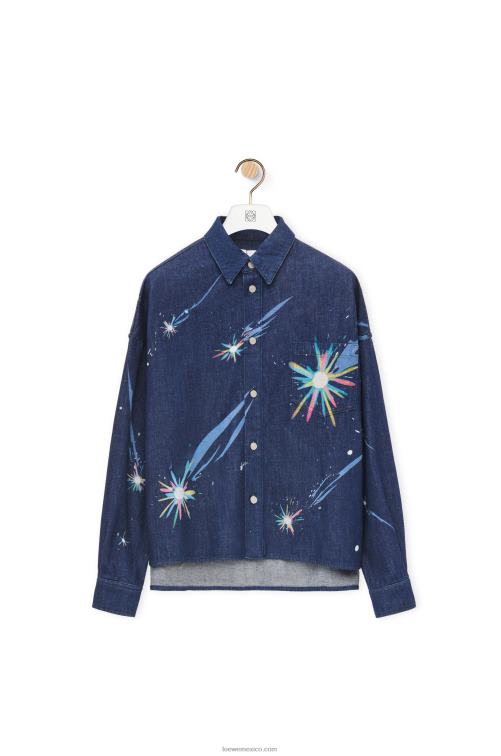 Azul marino sobrecamisa cielo mágico en denim Loewe R8J8Z945 mujer