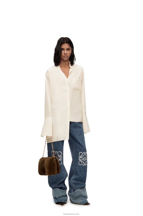 Marfil camisa asimétrica de seda Loewe R8J8Z925 mujer