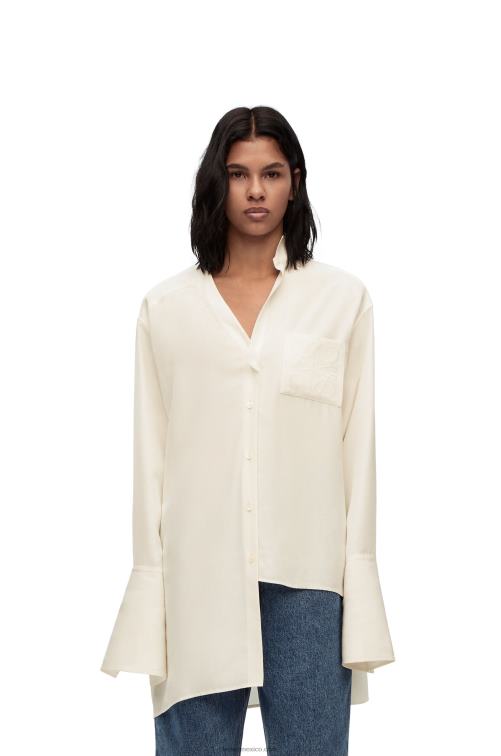 Marfil camisa asimétrica de seda Loewe R8J8Z925 mujer