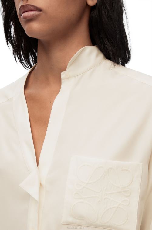 Marfil camisa asimétrica de seda Loewe R8J8Z925 mujer