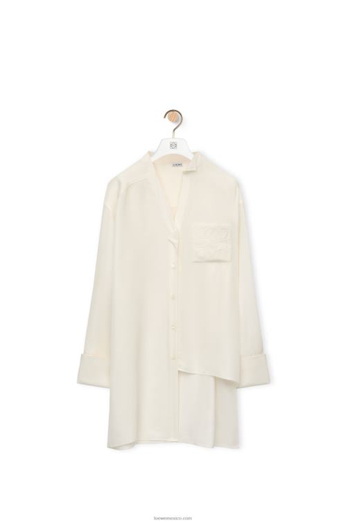Marfil camisa asimétrica de seda Loewe R8J8Z925 mujer