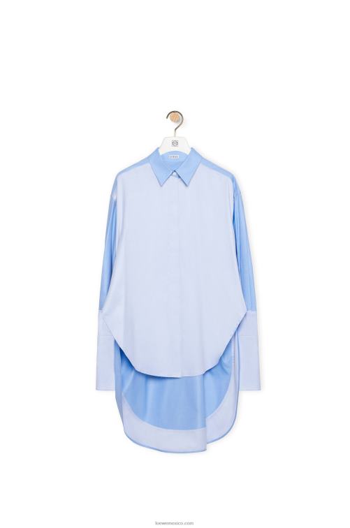 azul claro camisa con trampantojo de algodón Loewe R8J8Z920 mujer