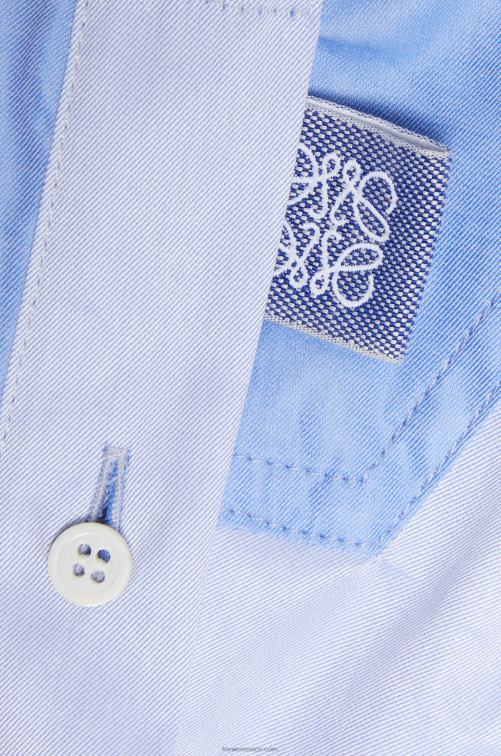 azul claro camisa con trampantojo de algodón Loewe R8J8Z920 mujer